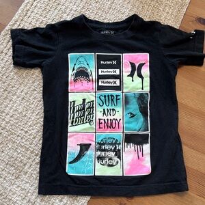 Hurley Kids Black Tee with Colorful Graphic